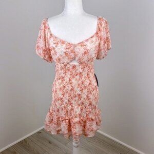 J for Justify Floral Smocked Mini Dress Size Large NWT